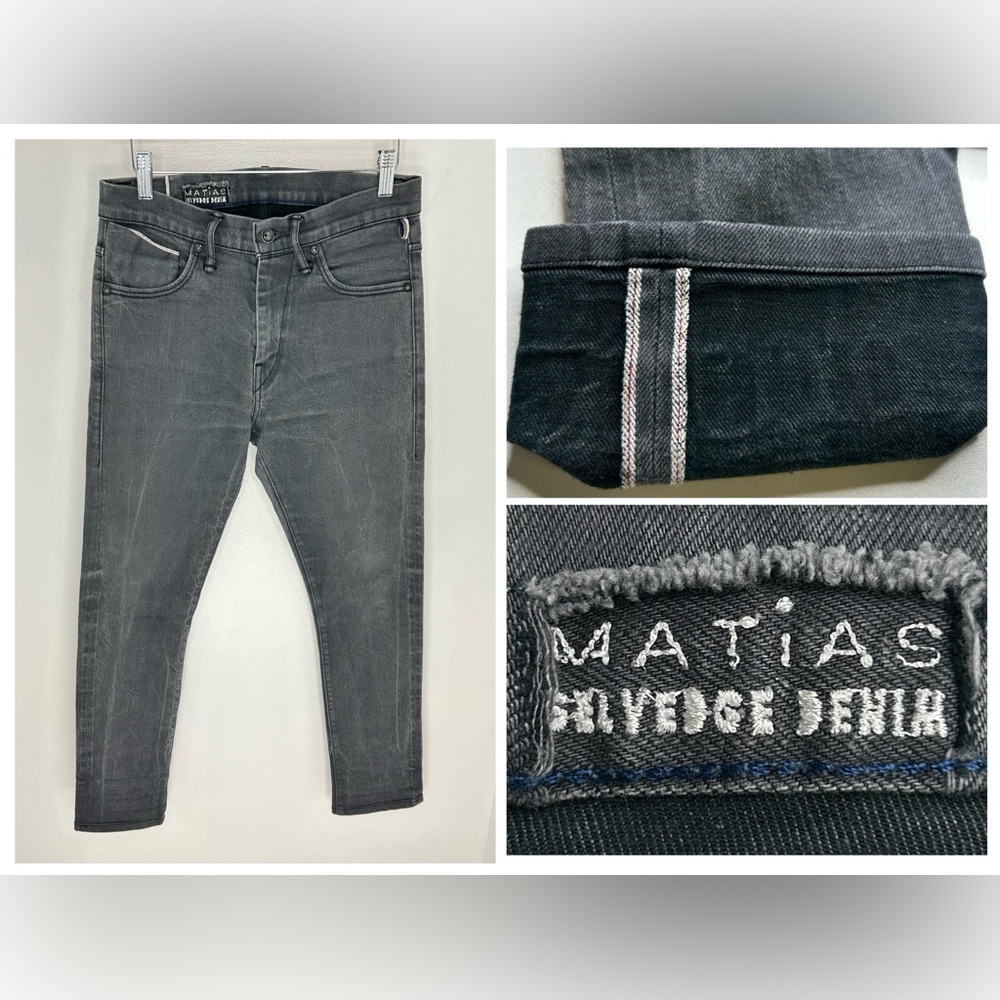 Matias Sol Jeans Gray Faded Denim Size 30x26.5 Selvedge Made‎ In USA Pants